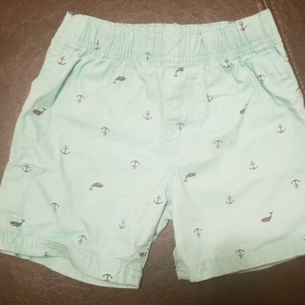 Mint green shorts w anchors and whales